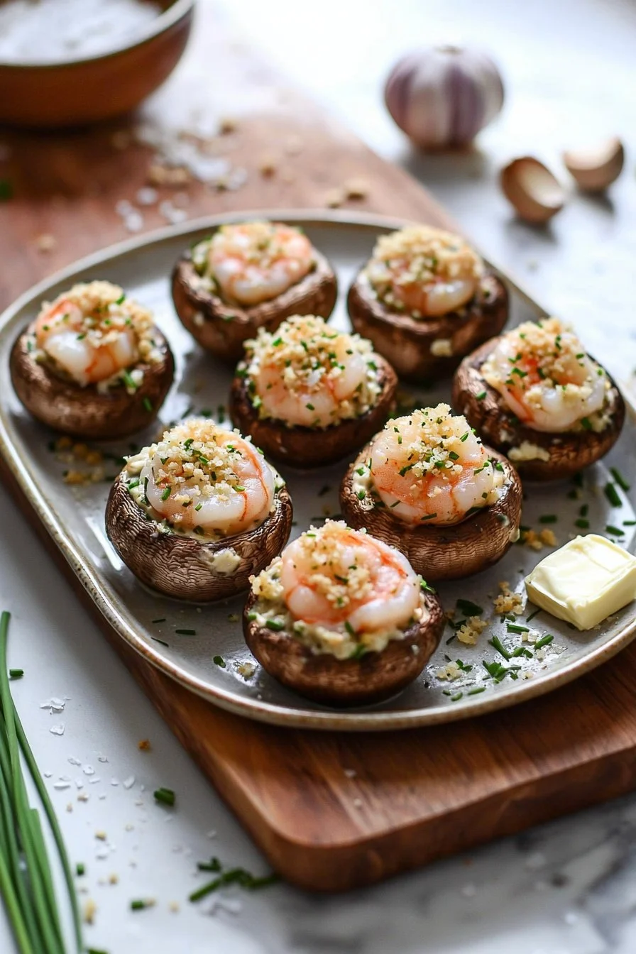 Shrimp gefüllte Pilze