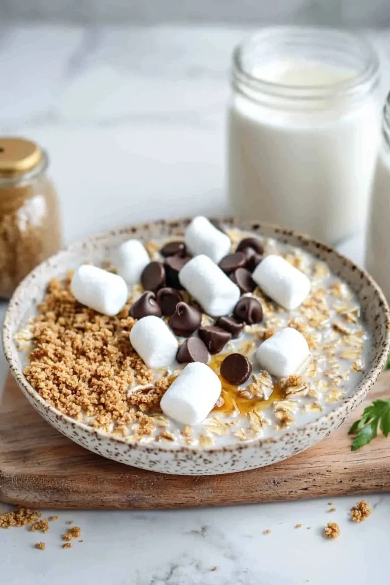 S'mores Übernacht-Haferflocken mit Schokolade und Marshmallows