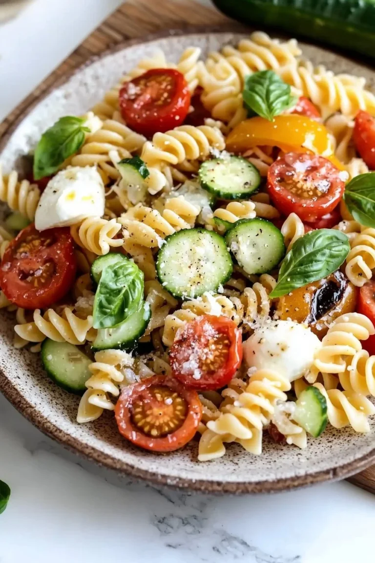 Leckerer Sommer-Pasta-Salat mit frischen Zutaten für heiße Tage