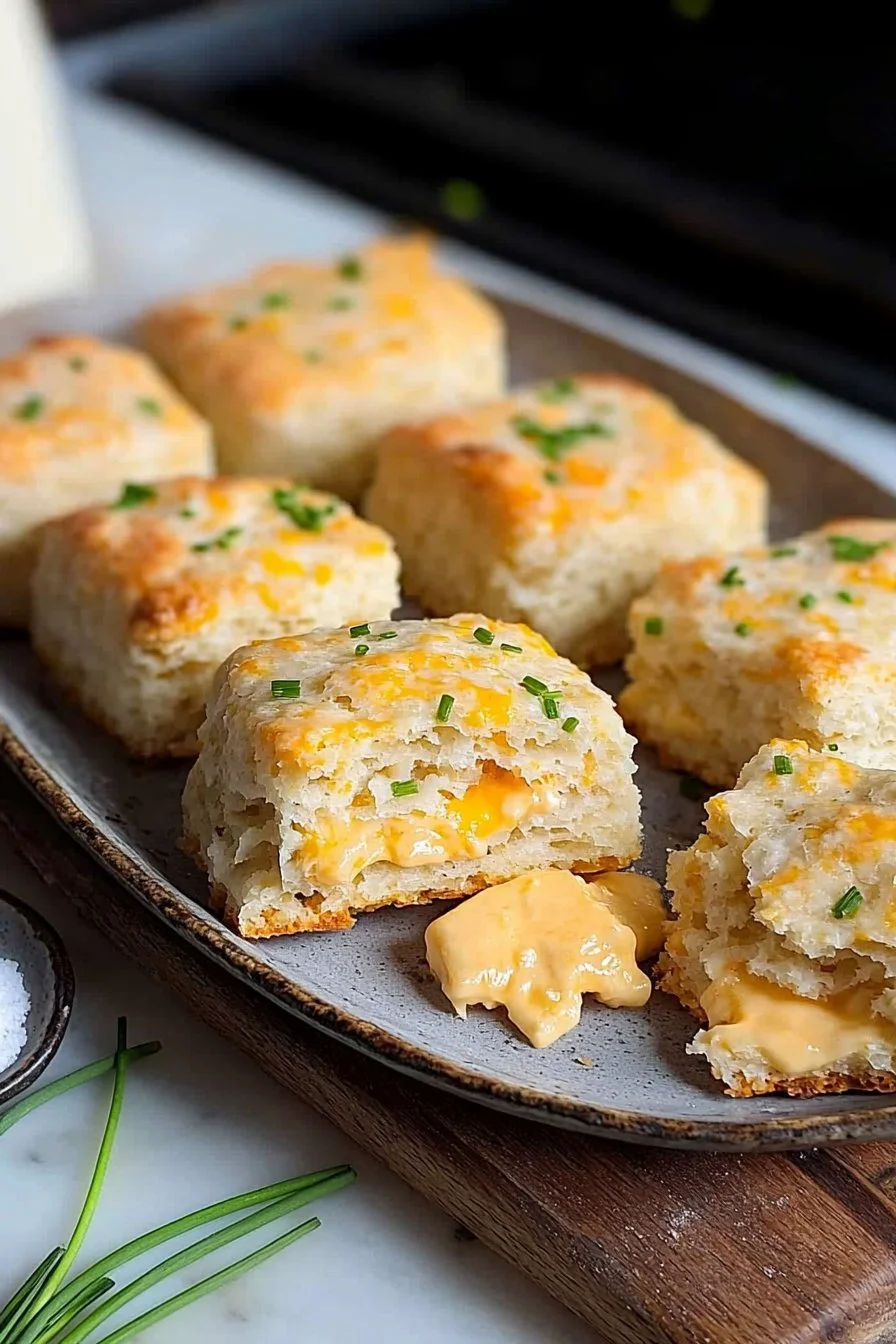 Vorausgedachte Cheddar-Schnittlauch-Biscuits