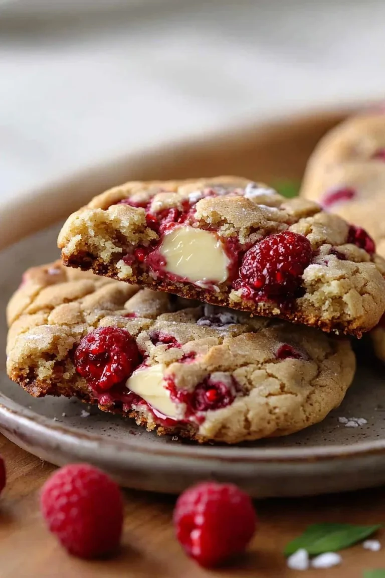 Weiße Schokoladen-Himbeer-Kekse frisch gebacken