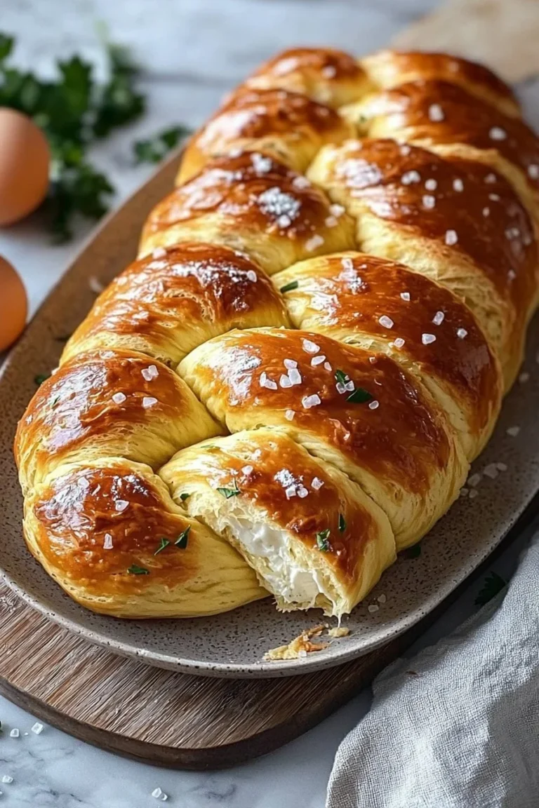 Saftiger Zopf aus Quark-Öl-Teig ohne Hefe, frisch gebacken und golden