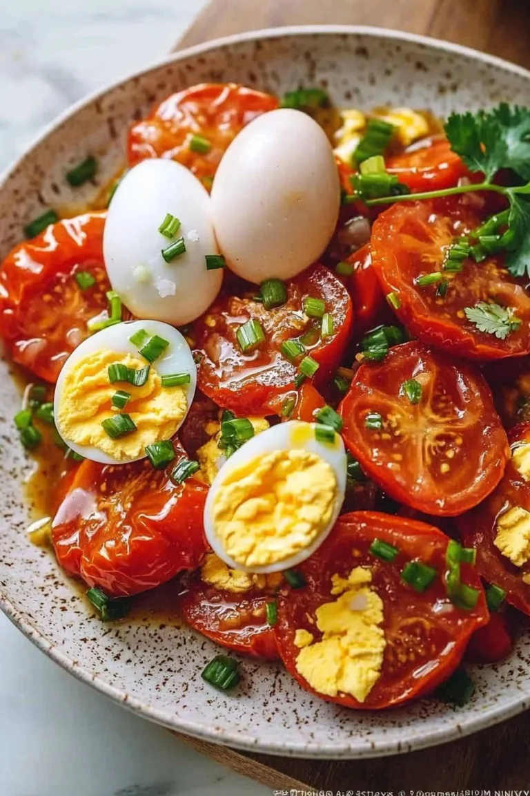 Chinesische Tomaten-Ei-Pfanne in einer Pfanne, schnell zubereitet.