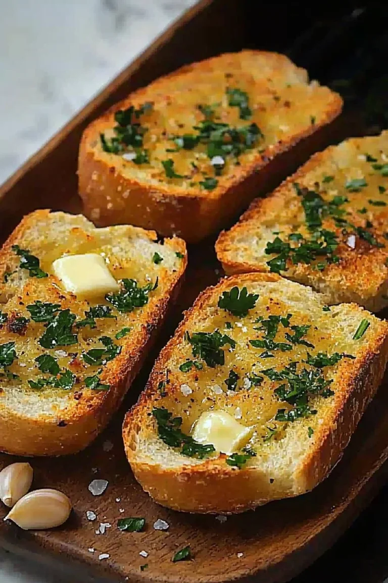 Luftfrittierter Knoblauchbrot mit goldbrauner Kruste und frischem Knoblauch