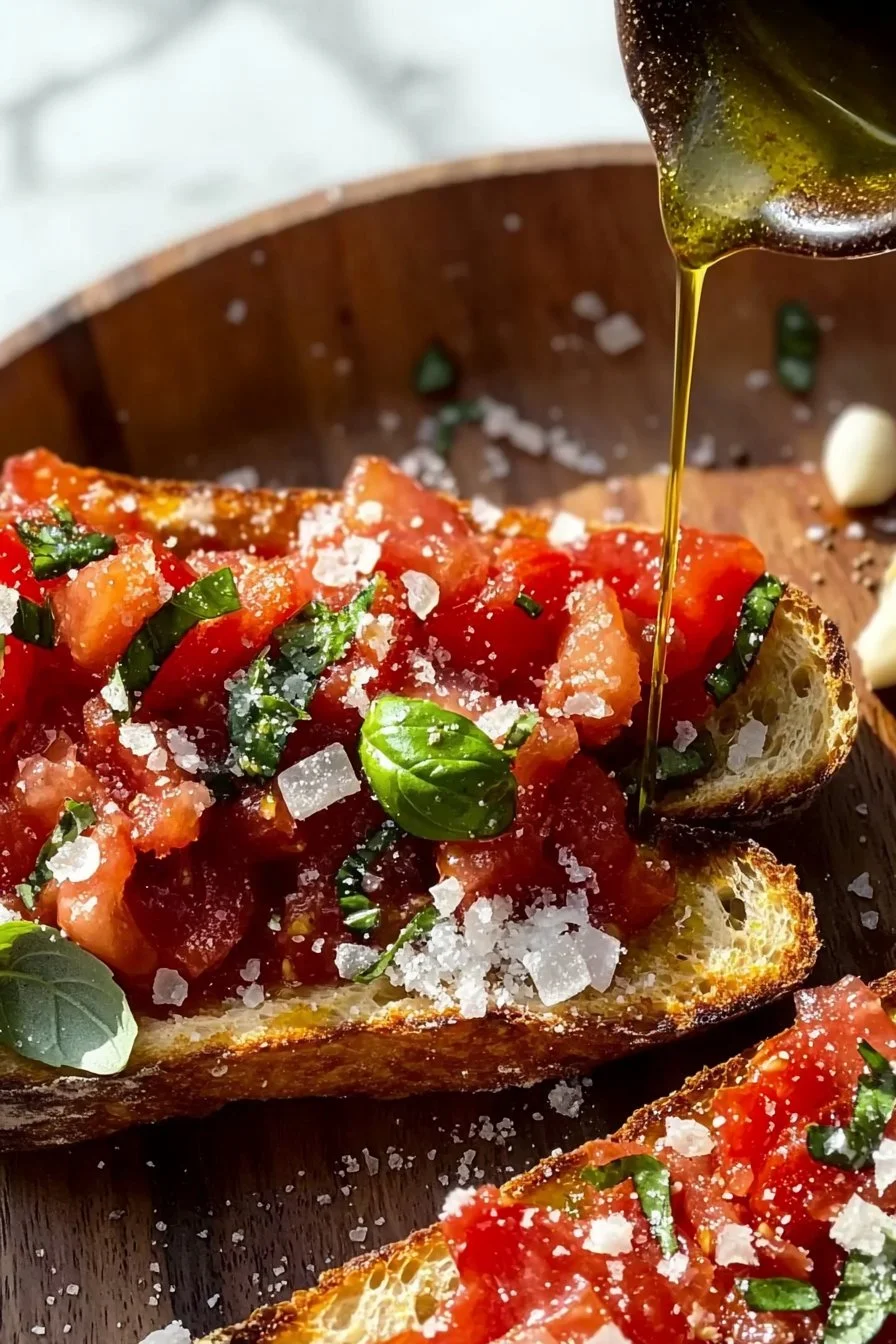 Leckere Airfryer Bruschetta mit frischem Gemüse und Kräutern