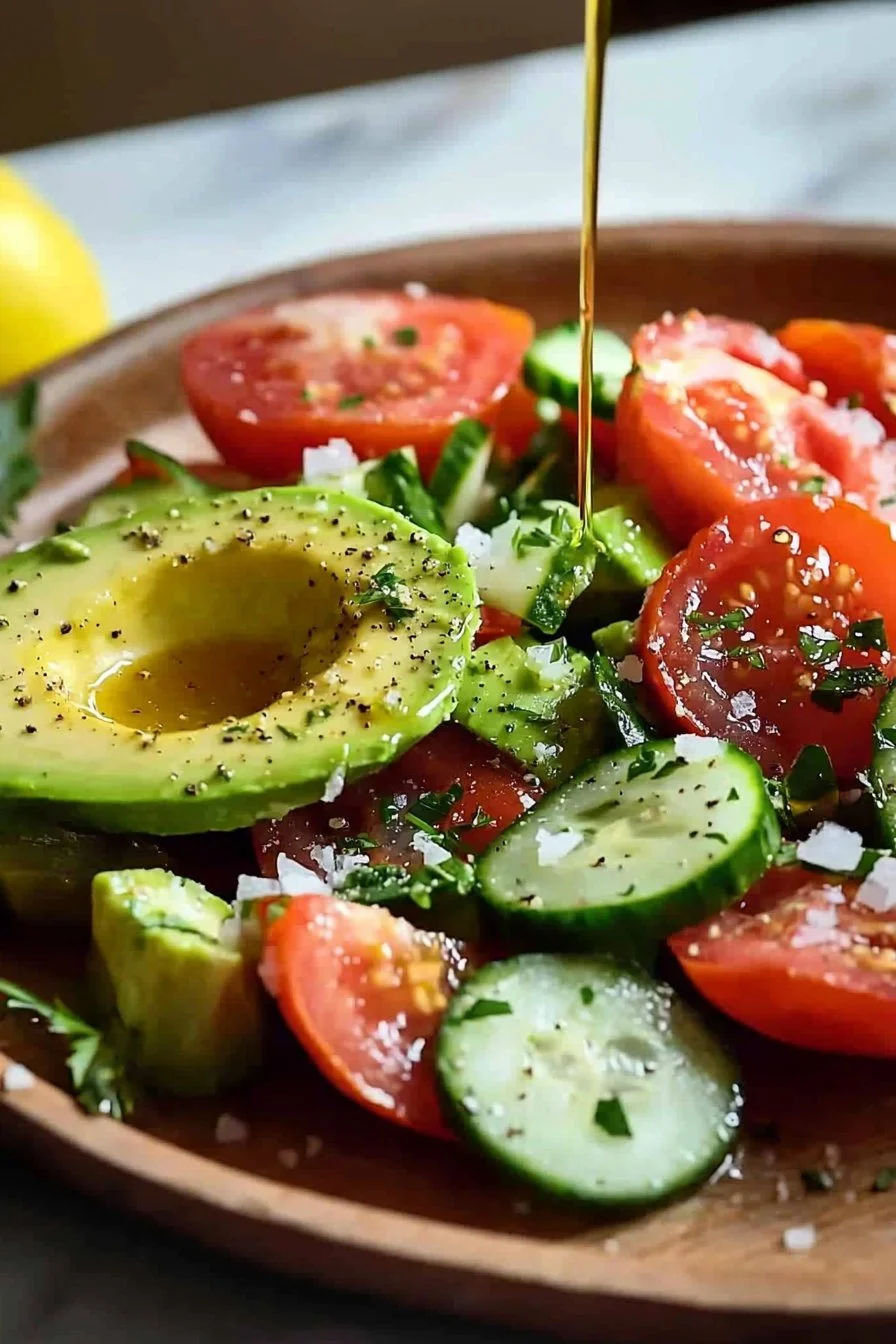 Avocado, Tomaten- und Gurkensalat