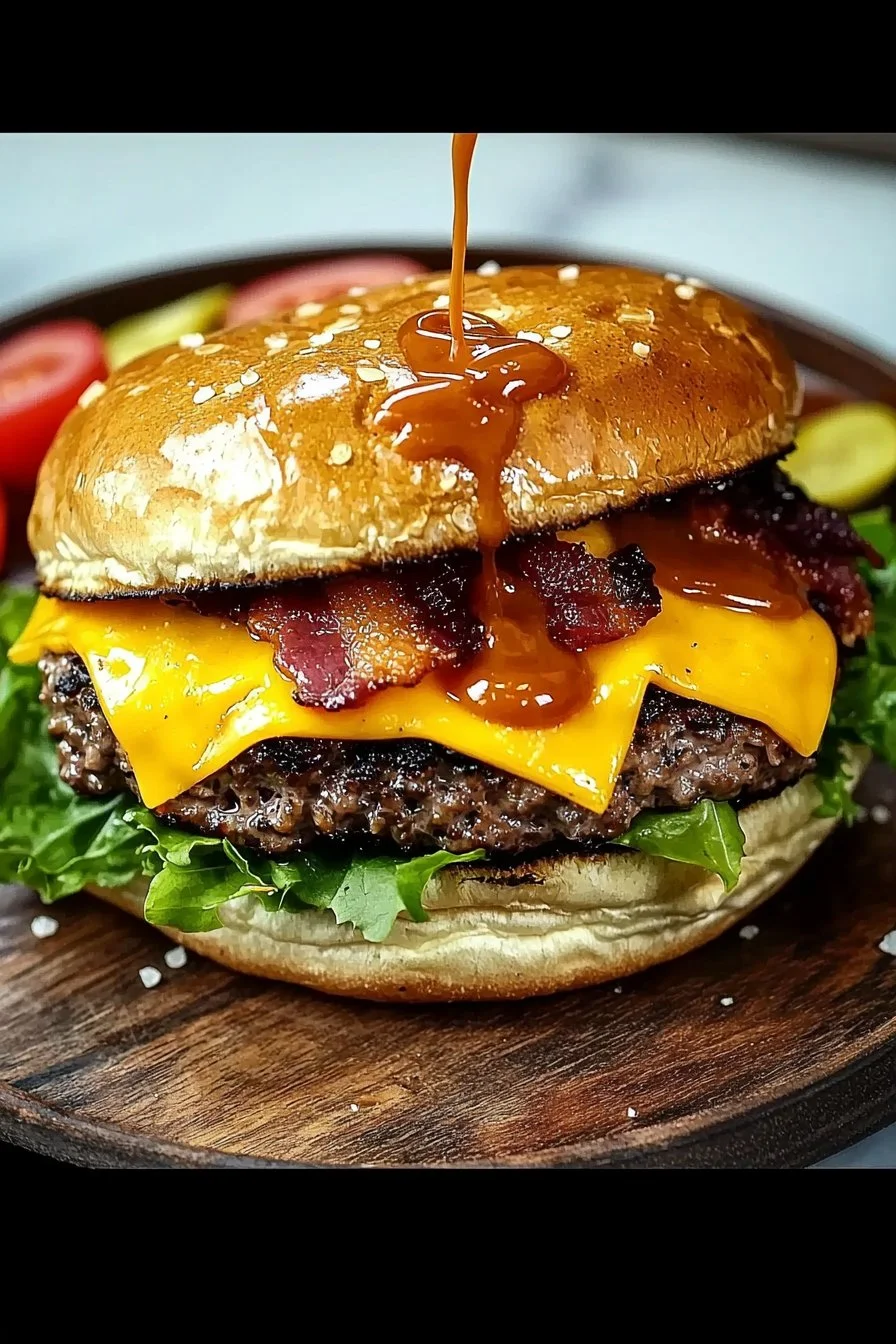 Beladene Burger mit frischen Zutaten und köstlichen Aromen serviert.