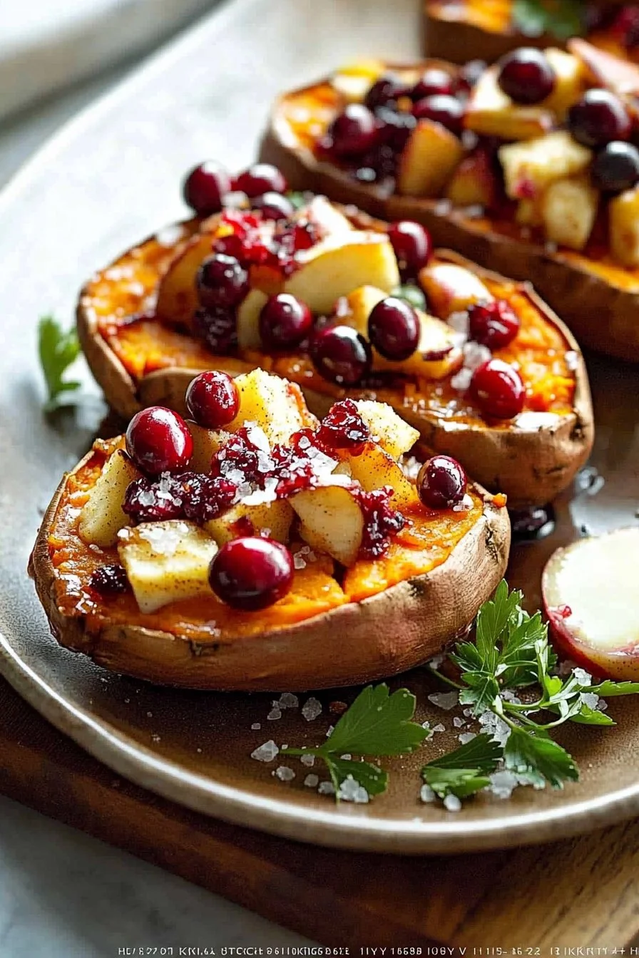 Cranberry-Apfel-Zweimal gebackene Süßkartoffeln