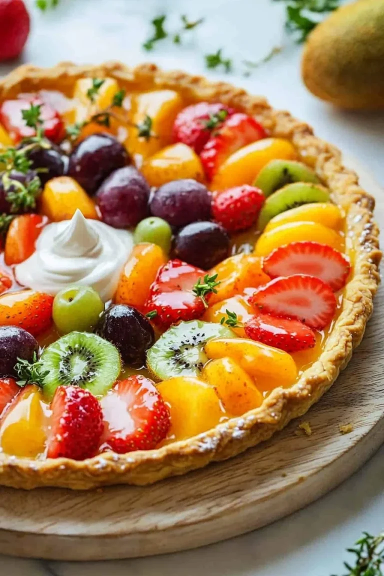 Leckere hausgemachte Obsttarte mit bunten frischen Früchten.