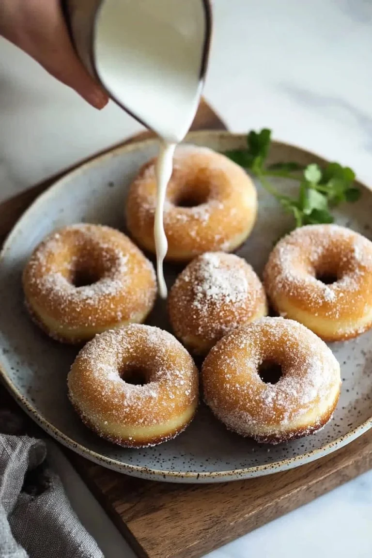 Leckere 2-Zutaten-Donuts auf einem Teller, einfach und schnell zubereitet
