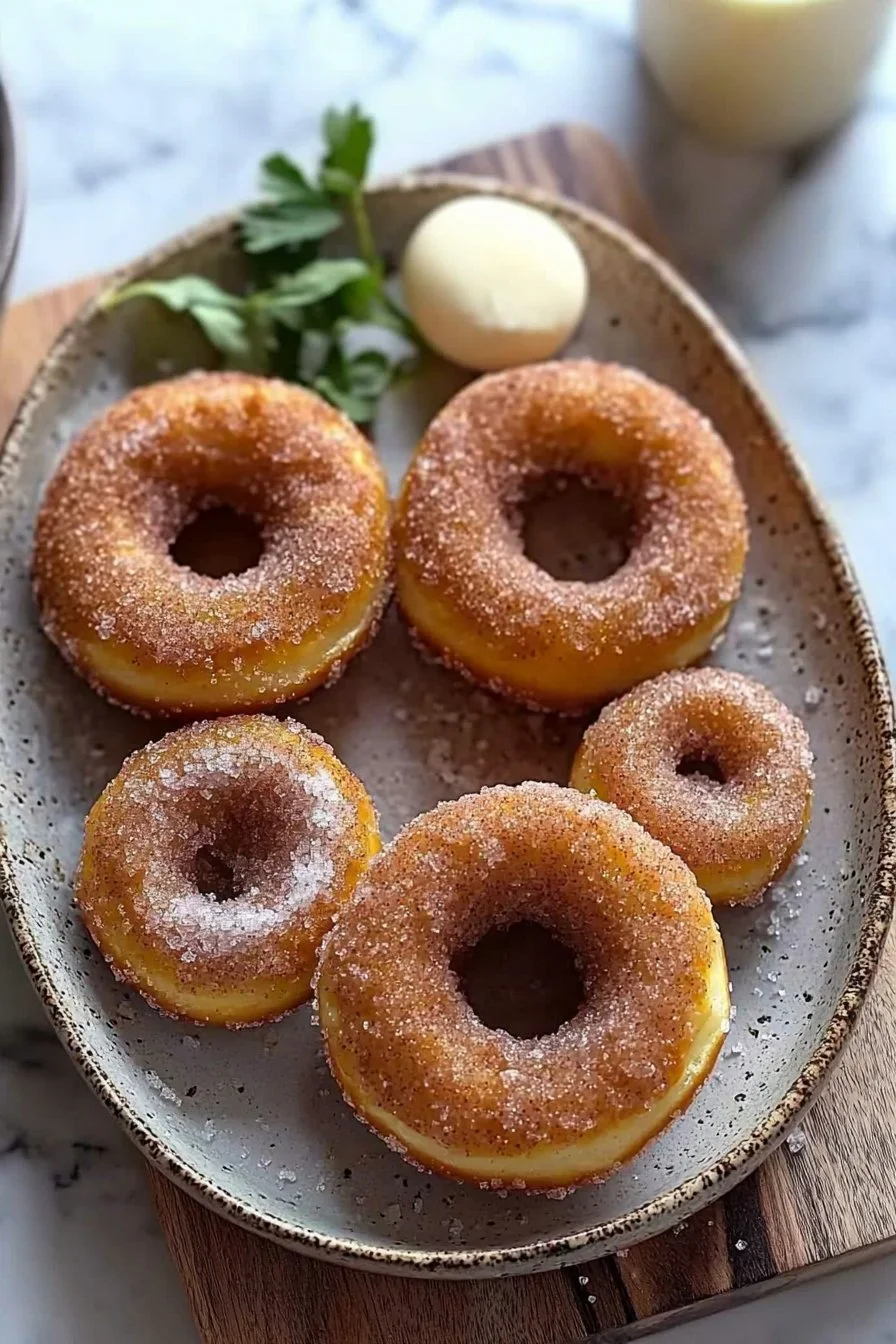 Einfache gebackene Zimt-Zucker-Donuts mit Zimt und Zucker