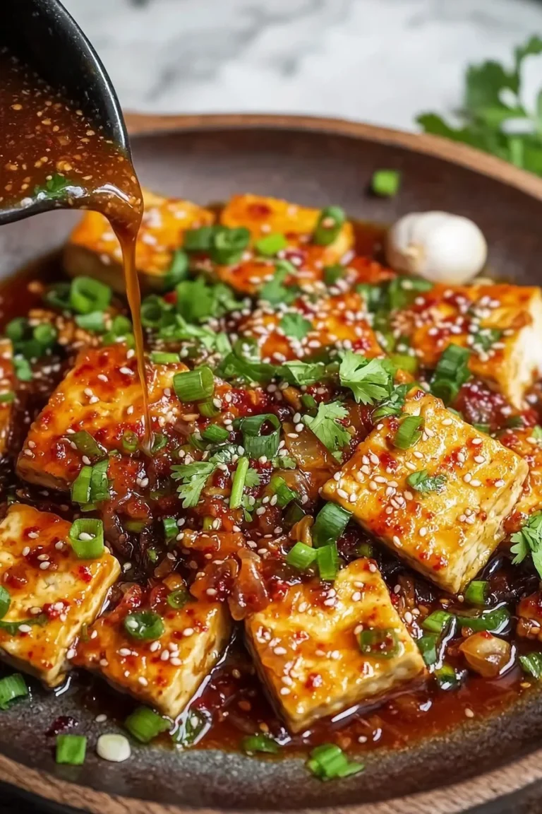 Einfache koreanische geschmorte Tofu auf einem Teller serviert