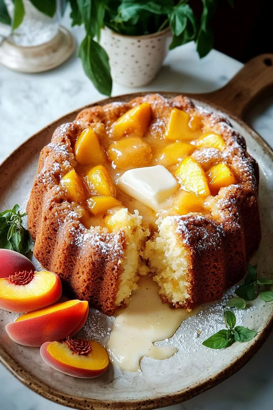 Einfache Pfirsich-Cobbler-Pfundkuchen-Rezept