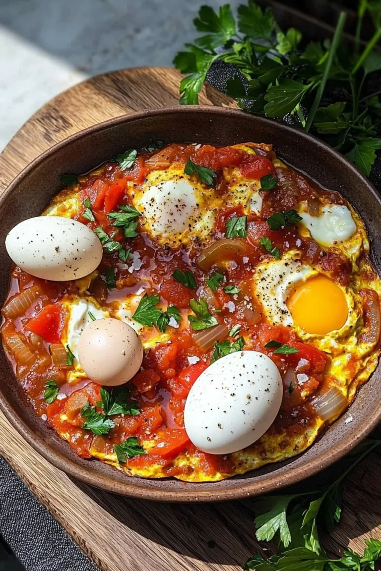 Leckeres einfaches Shakshuka Rezept mit Eiern und Gemüse