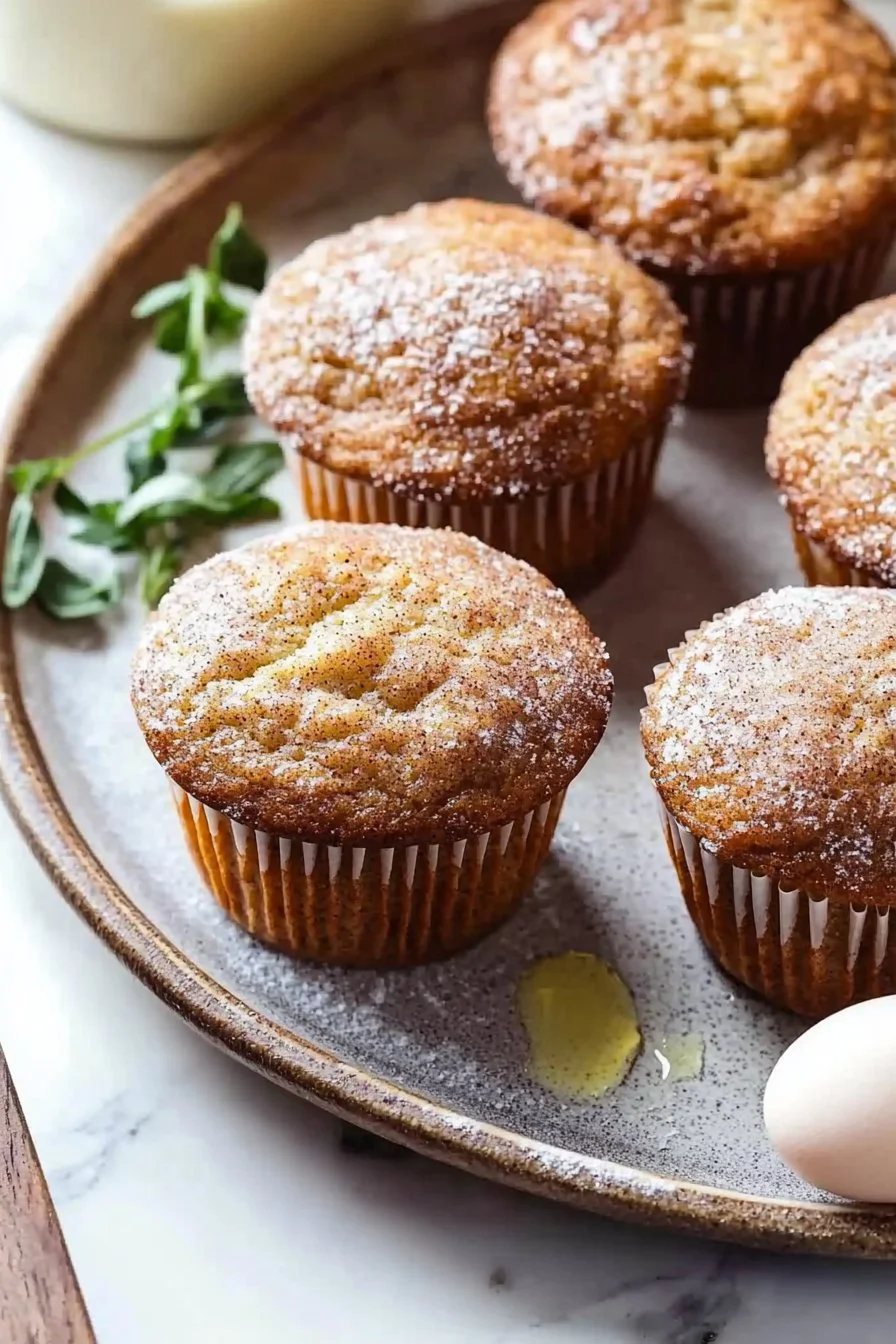 Frische, gebackene Zimt Muffins auf einem Holzbrett