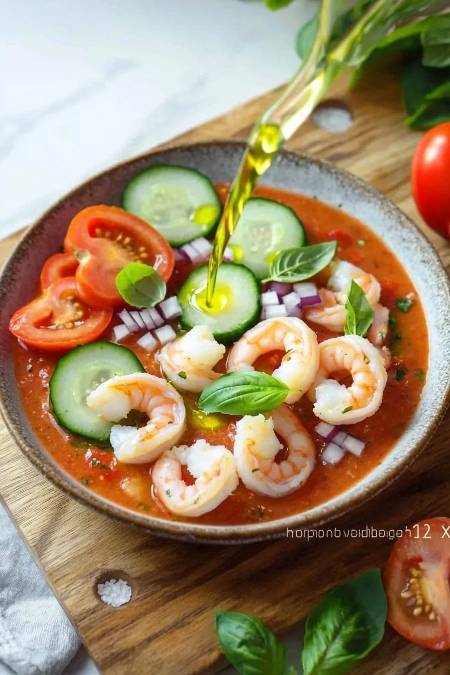 Erbstück-Gazpacho mit Garnelen