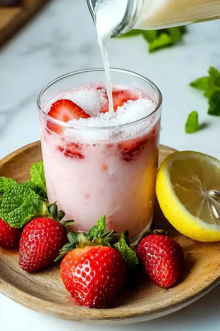 Erfrischende Erdbeer-Brasilianische Limonade in buntem Glas mit Beeren