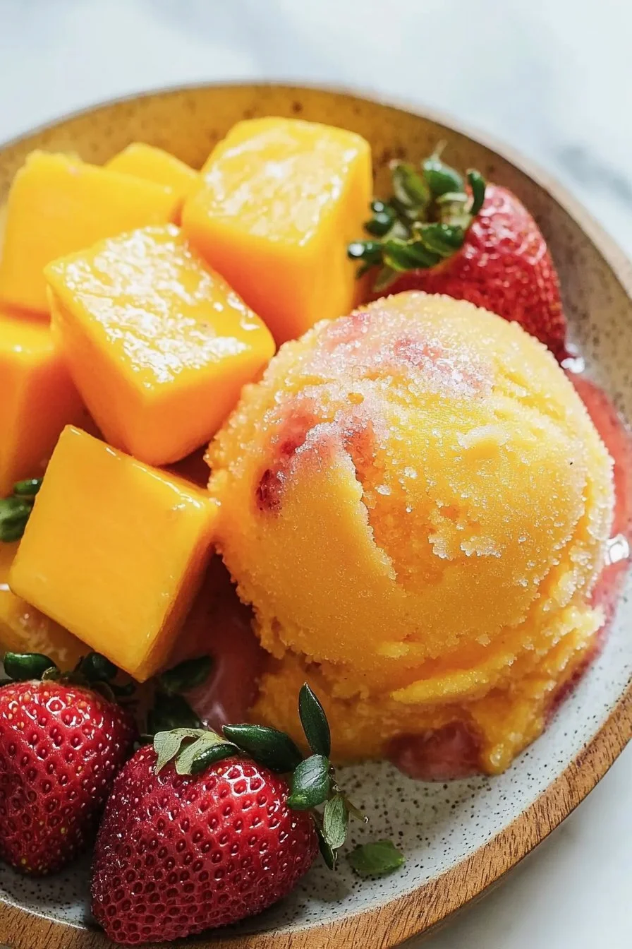 Erfrischendes Mango-Erdbeersorbet
