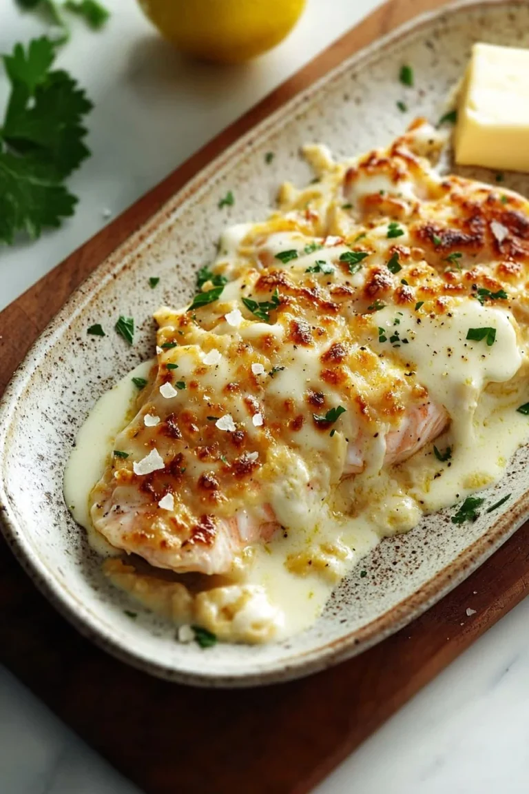 Leckeres Fisch Mornay Gericht mit cremiger Sauce und Käse überbacken.