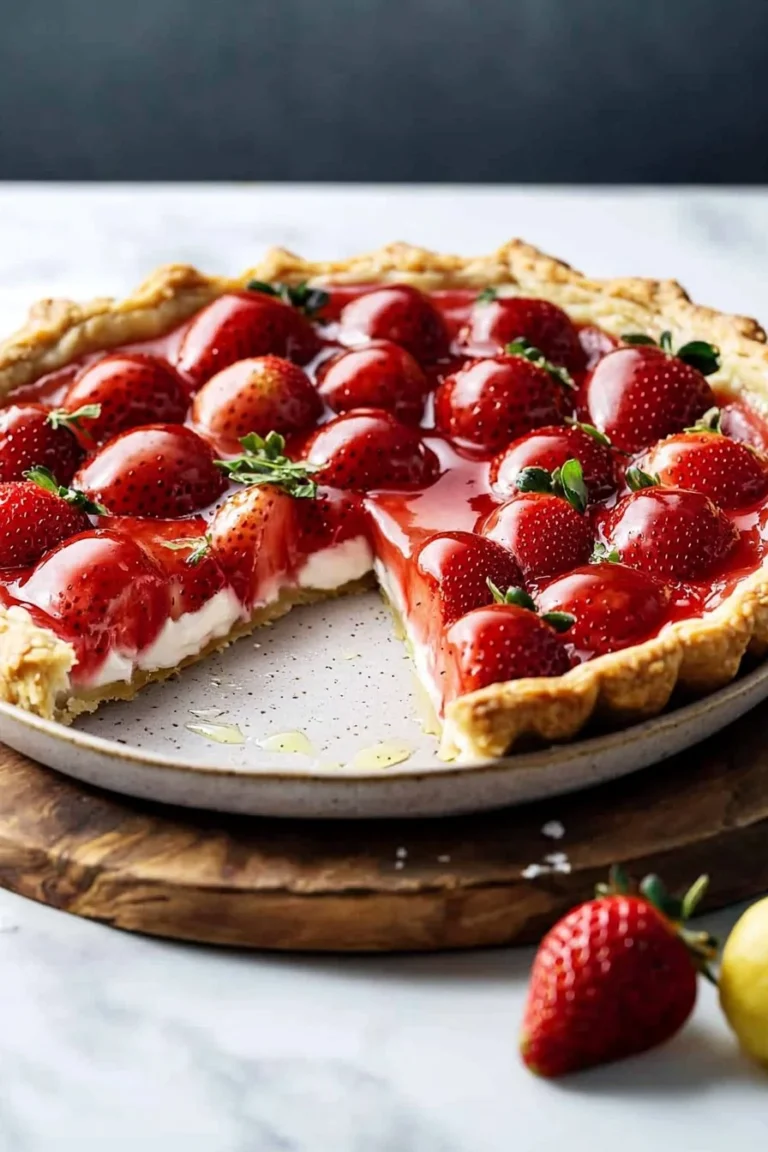 Französische Erdbeertorte mit frischen Erdbeeren und Sahne