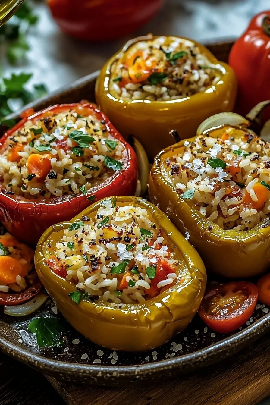 Gefüllte Paprika mit Reis und Gemüse
