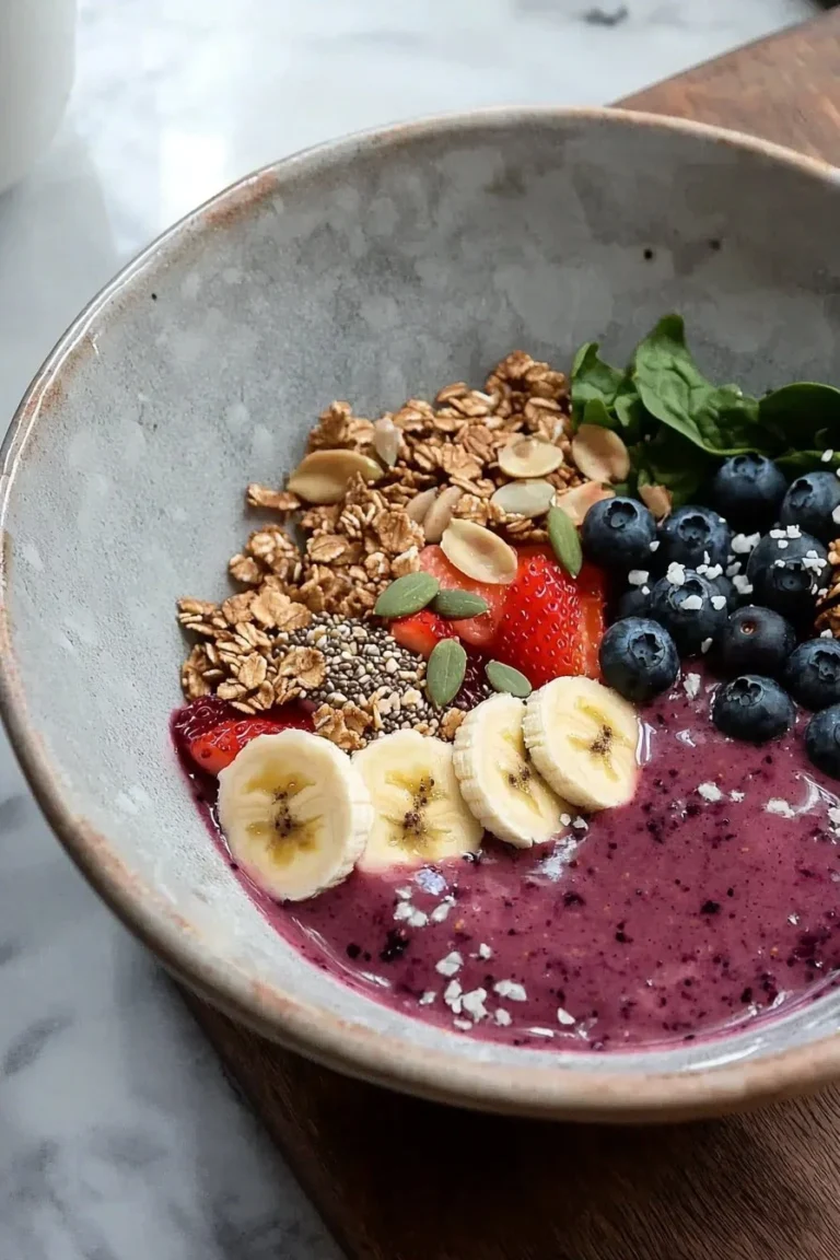Gesunde Smoothie Schüssel mit frischen Früchten und Toppings