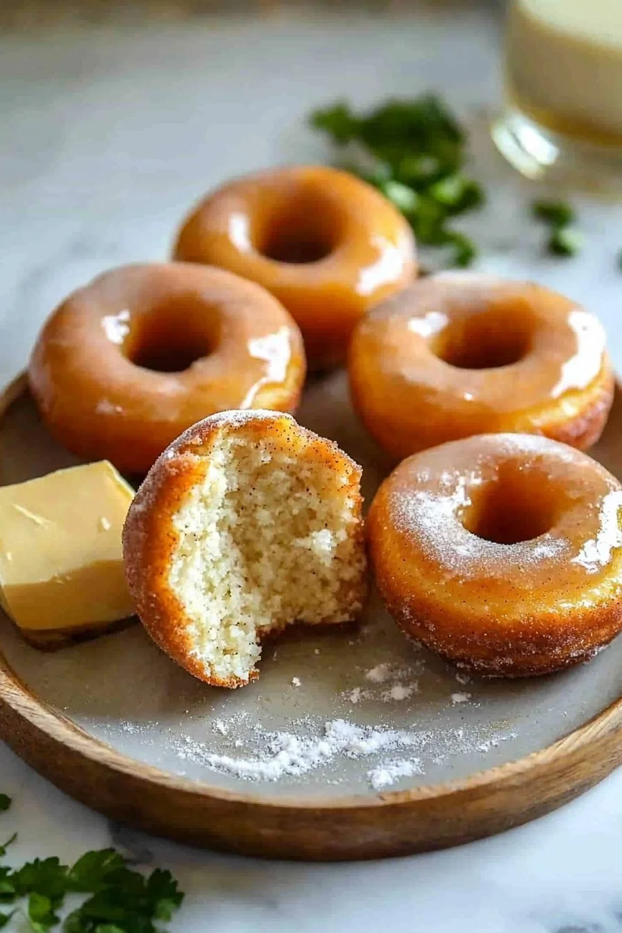 Glänzende Luftfritteuse Donuts auf einem Teller