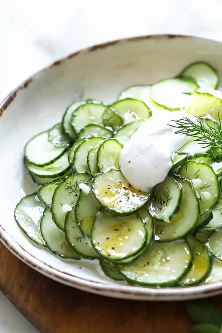 Erfrischender Gurkensalat mit Joghurt in einer Schüssel