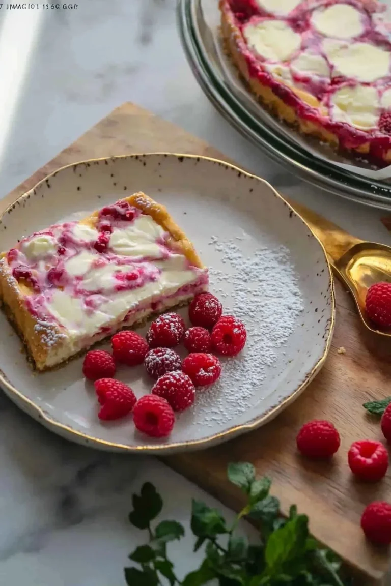 Hausgemachter Himbeer-Käsekuchen mit frischen Himbeeren und cremiger Käsefüllung