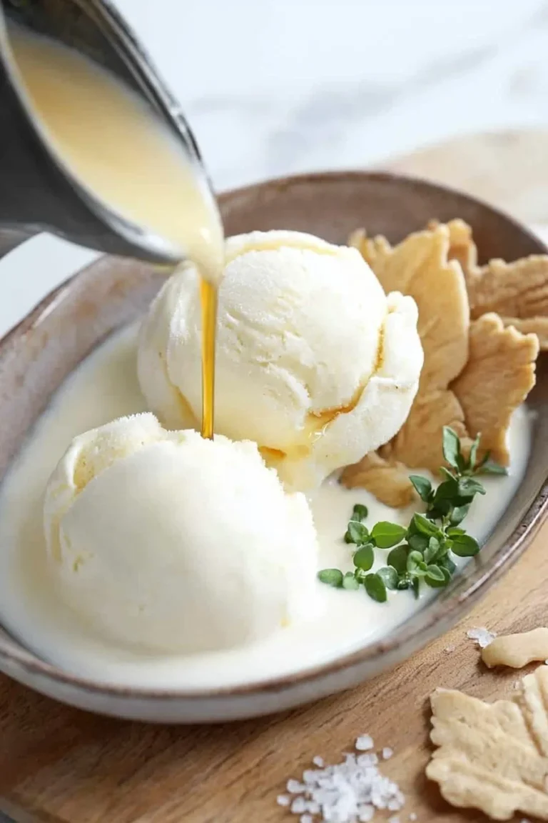 Hausgemachtes Ahorn-Eiscreme in einer Schale auf einem Tisch