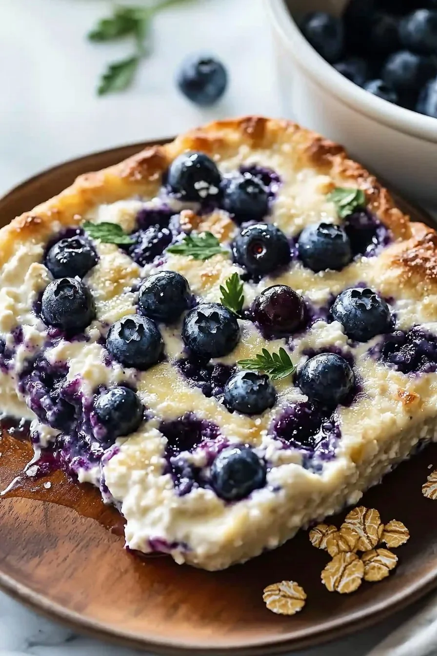 Hochproteinhaltiger Blaubeer-Hüttenkäse-Auflauf