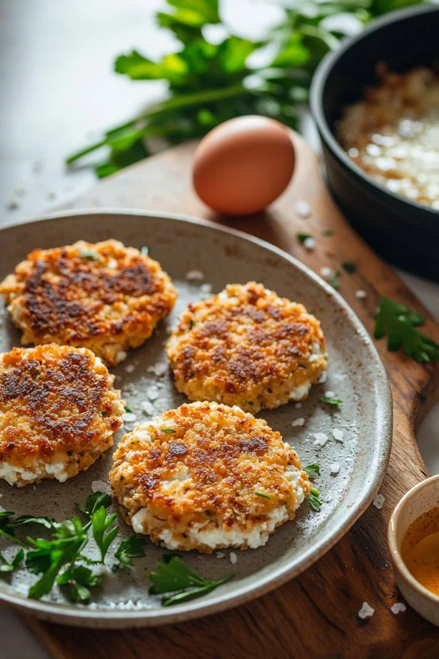 Hühnchen-Cottage-Cheese-Patties