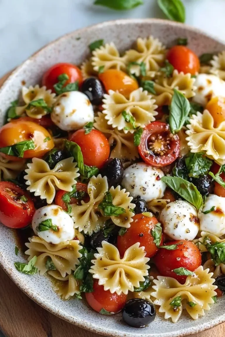 Italienischer Flügelnudelsalat mit buntem Gemüse und frischem Dressing