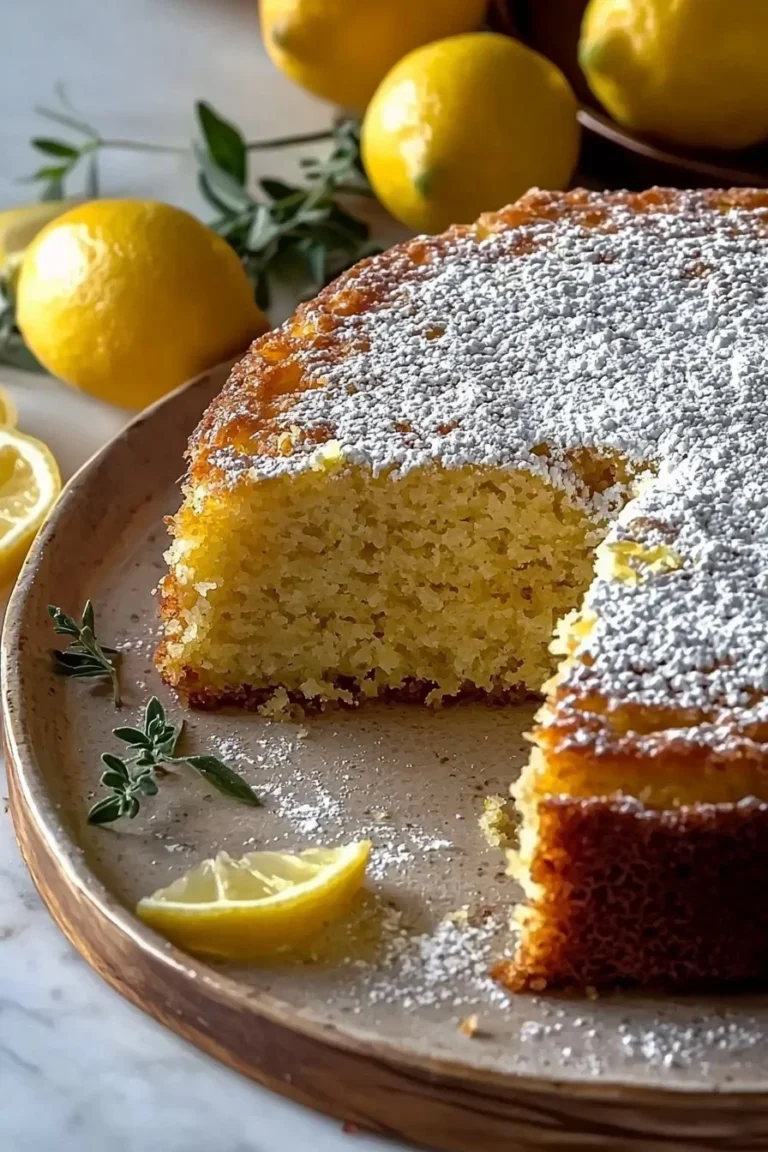 Italienischer Zitronen-Olivenöl-Kuchen mit frischen Zitronen und Olivenöl