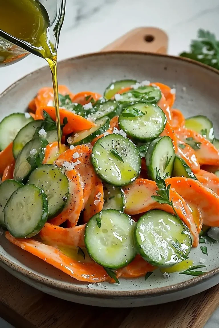 Karotten- und Gurkensalat in einer Schüssel, gesund und frisch zubereitet.