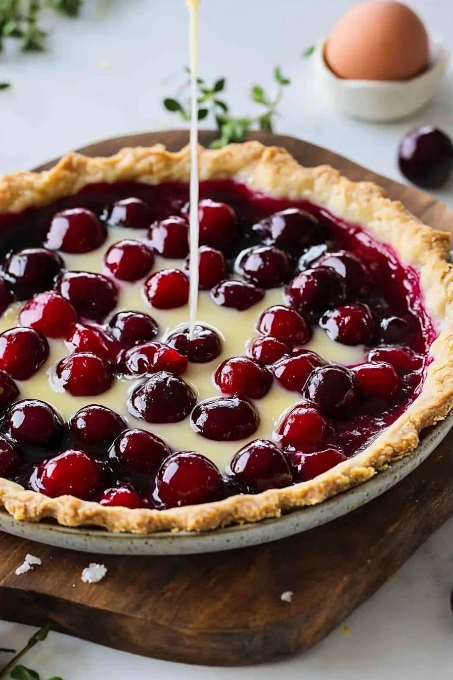 Leckere Kirsch-Tarte mit frischen Kirschen und zarter Teigbasis