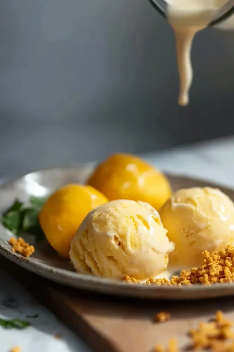 Knuspriges Mangoeis mit fruchtigen Mango-Stücken