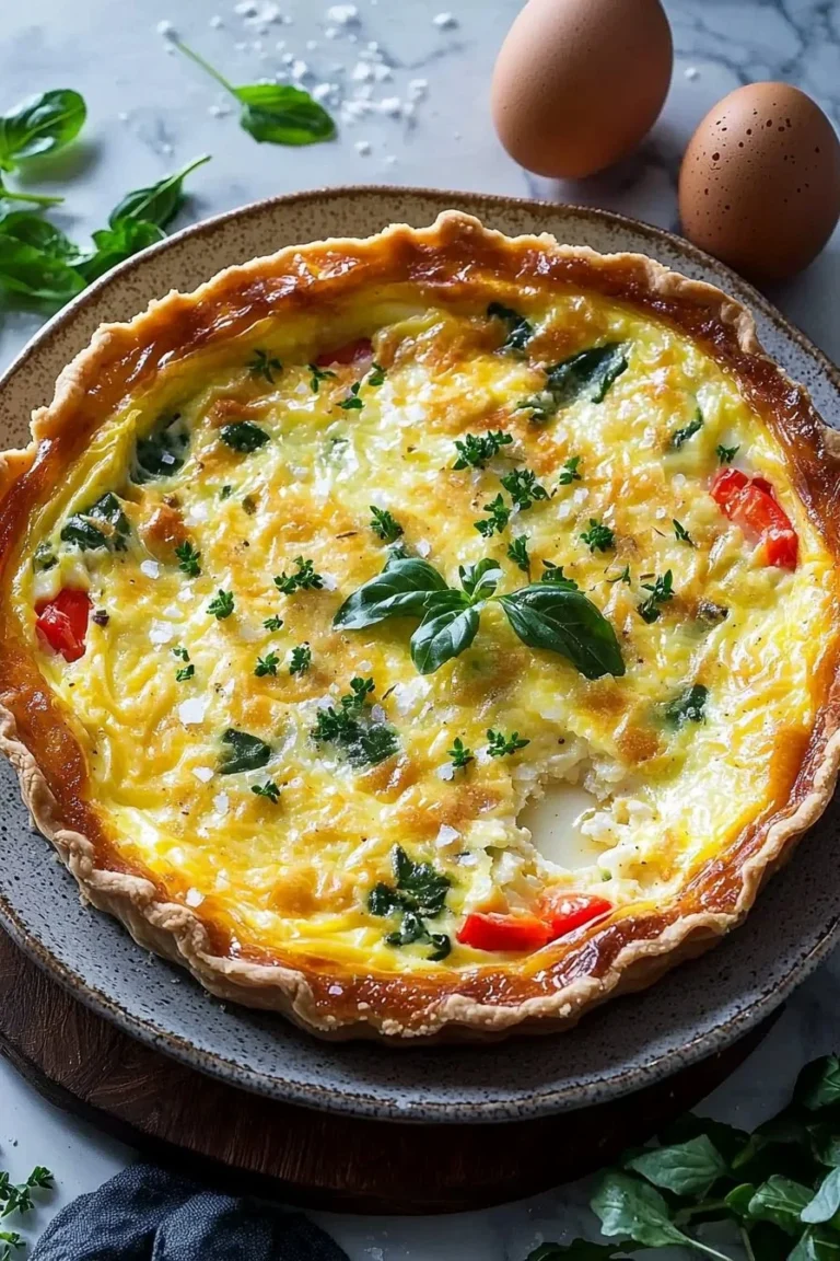 Köstliche krustenlose Quiche mit frischen Zutaten