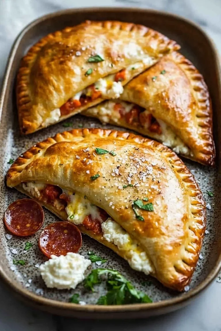 Leckere Luftfritteusen-Calzones frisch zubereitet und serviert auf einem Teller.