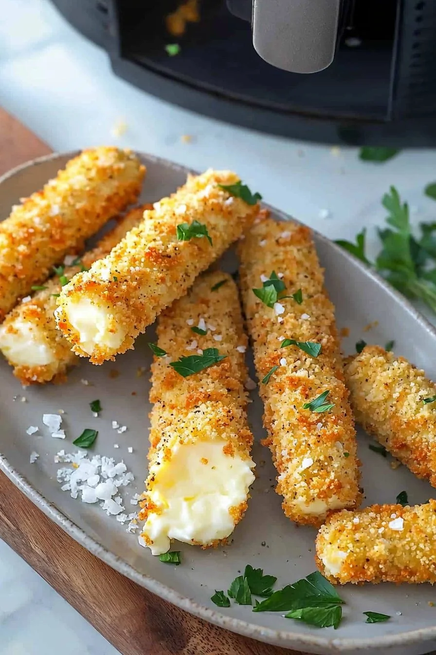 Luftfritteusen-Mozzarella-Sticks frisch aus der Fritteuse