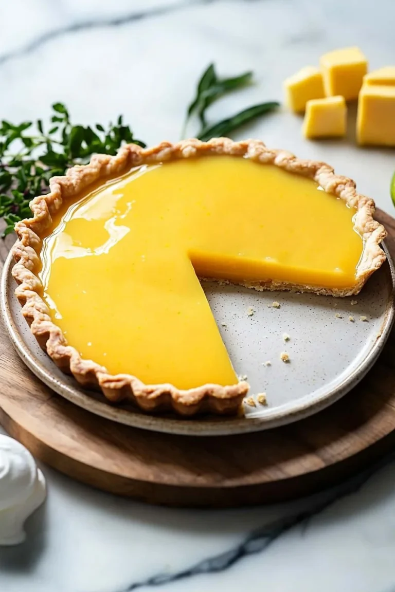 Mango-Joghurt-Tarte mit frischen Mangostücken und Sahnehaube