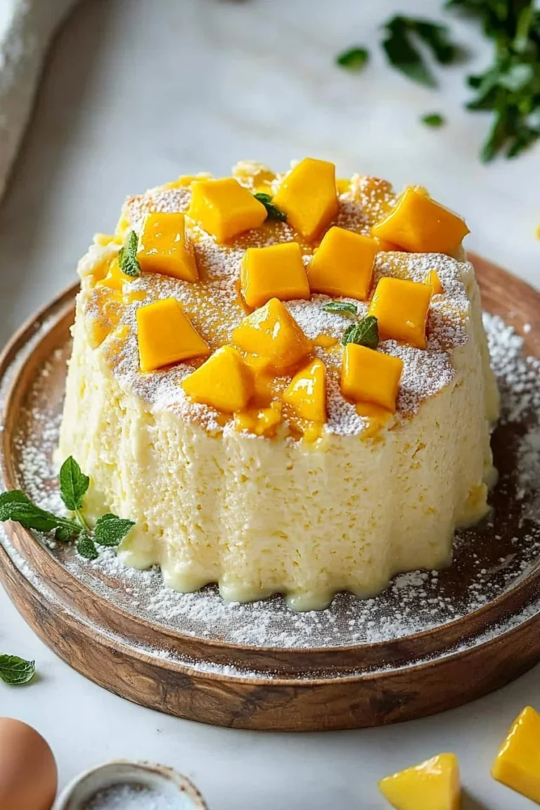 Frischer Mango-Kuchen mit fruchtiger Garnierung