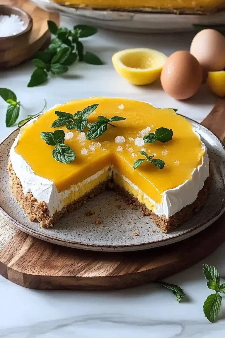 Köstliche Mango Mousse Torte mit frischen Mangos und Sahne