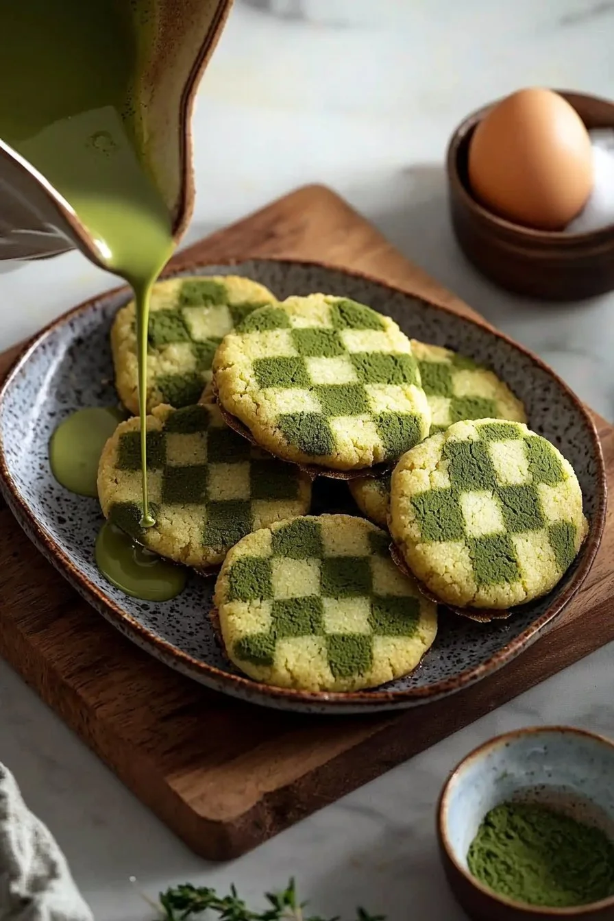 Matcha-Schachbrettkekse