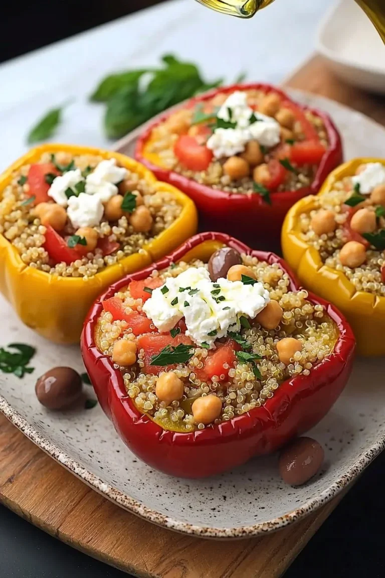 Mediterrane gefüllte Paprika mit frischen Zutaten