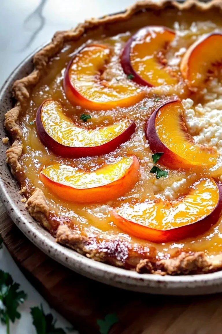 Nektarinen-Hüttenkäse-Pie mit frischen Nektarinen und cremigem Hüttenkäse