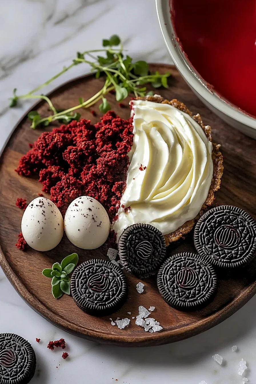 Rotvelvet-Kekse-und-Creme-Käsekuchen