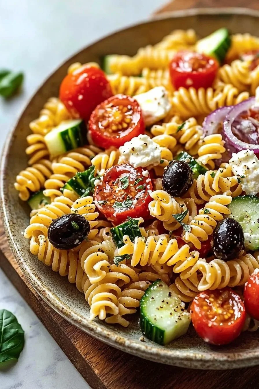 Schneller griechischer Nudelsalat