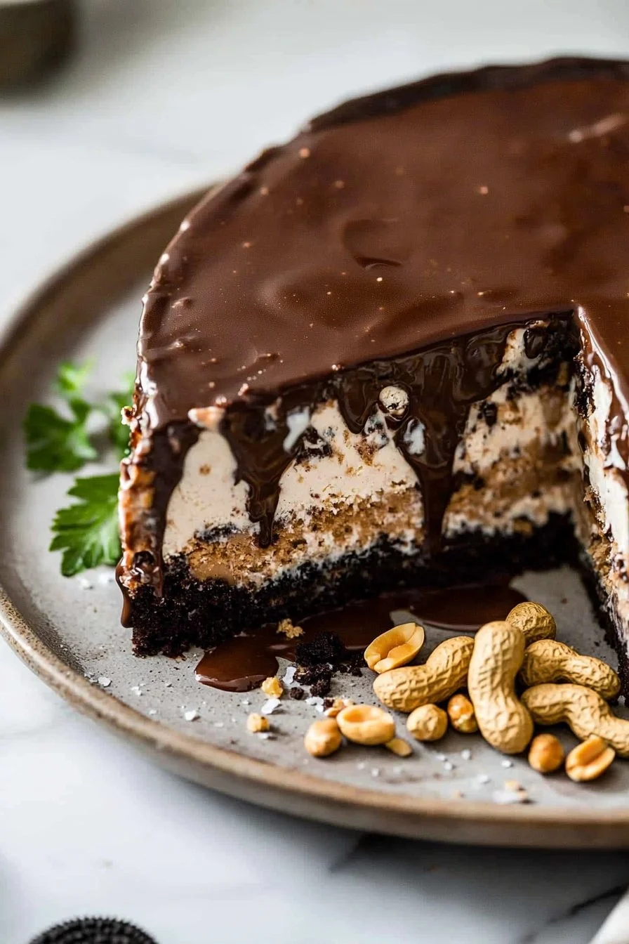 Schokoladen-Fudge-Erdnussbutter-Eiscreme-Kuchen