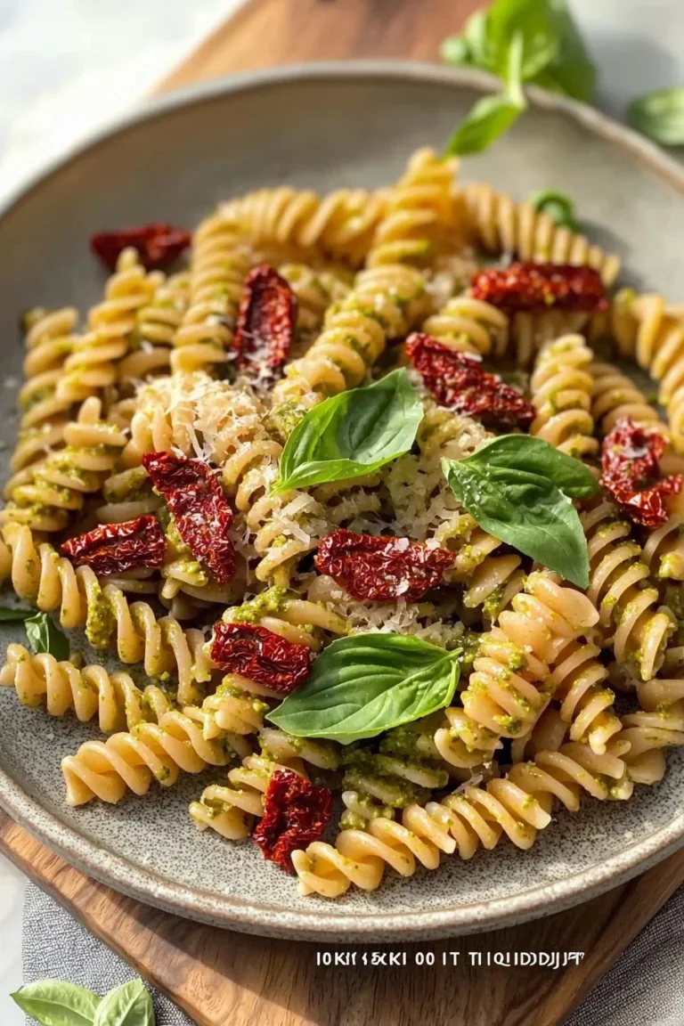 Sonnengetrocknete Tomaten Pesto Pasta Salat in einer Schüssel